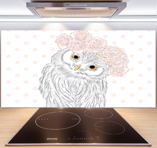 Cooker splashback Owl in a wreath