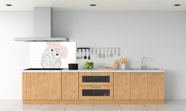 Cooker splashback Owl in a wreath