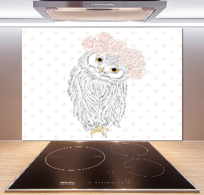 Cooker splashback Owl in a wreath