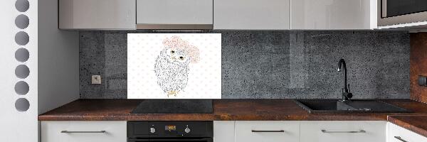 Cooker splashback Owl in a wreath