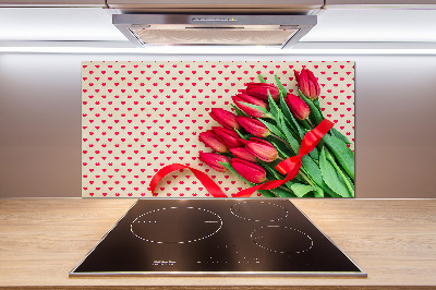 Kitchen wall panels Heart tulips