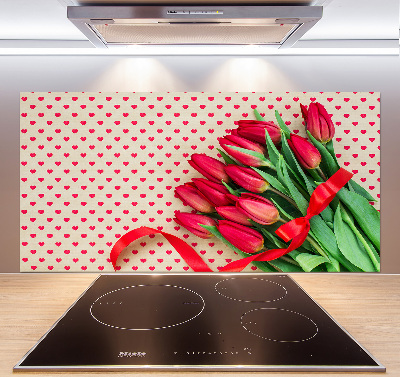 Kitchen wall panels Heart tulips