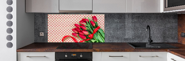 Kitchen wall panels Heart tulips