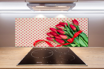 Kitchen wall panels Heart tulips