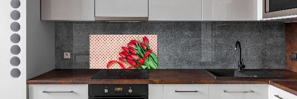 Kitchen wall panels Heart tulips