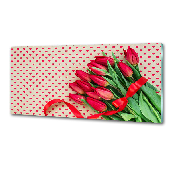 Kitchen wall panels Heart tulips