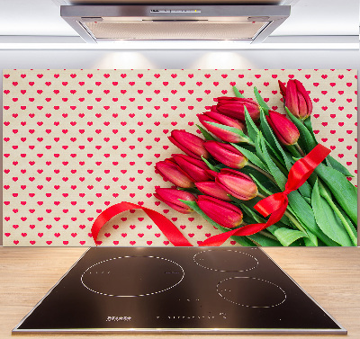 Kitchen wall panels Heart tulips