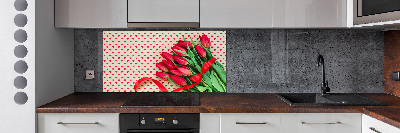 Kitchen wall panels Heart tulips