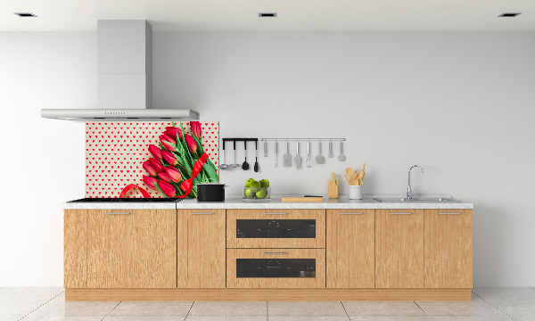 Kitchen wall panels Heart tulips