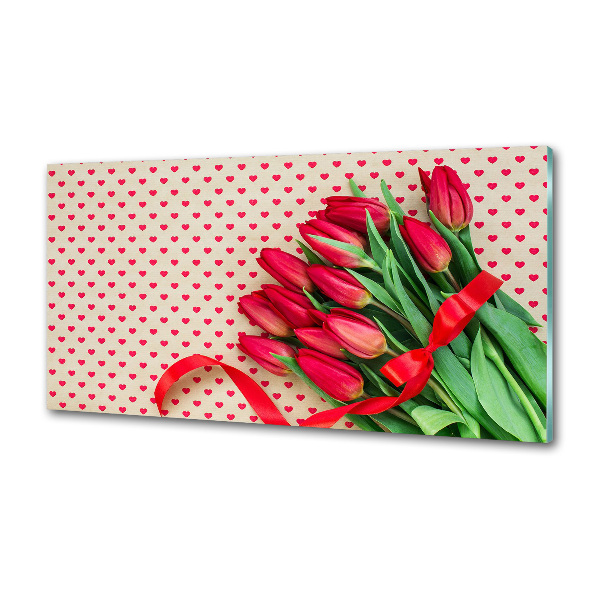 Kitchen wall panels Heart tulips