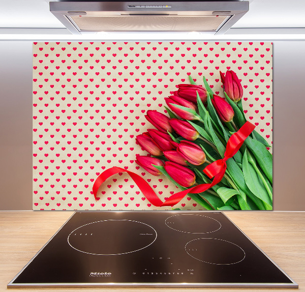 Kitchen wall panels Heart tulips