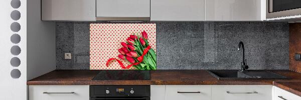 Kitchen wall panels Heart tulips