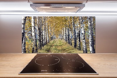 Glass splashback Birches in autumn