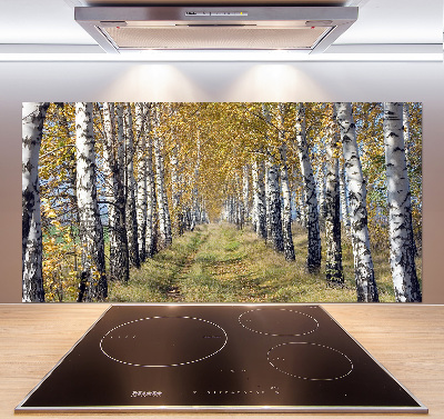 Glass splashback Birches in autumn