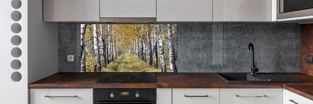 Glass splashback Birches in autumn