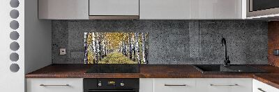 Glass splashback Birches in autumn