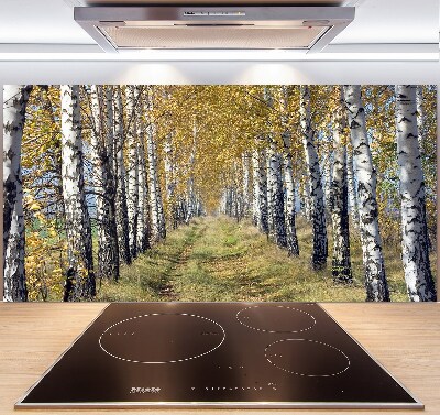 Glass splashback Birches in autumn