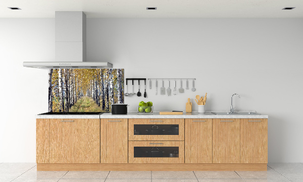 Glass splashback Birches in autumn