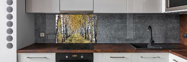 Glass splashback Birches in autumn