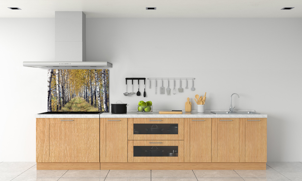 Glass splashback Birches in autumn