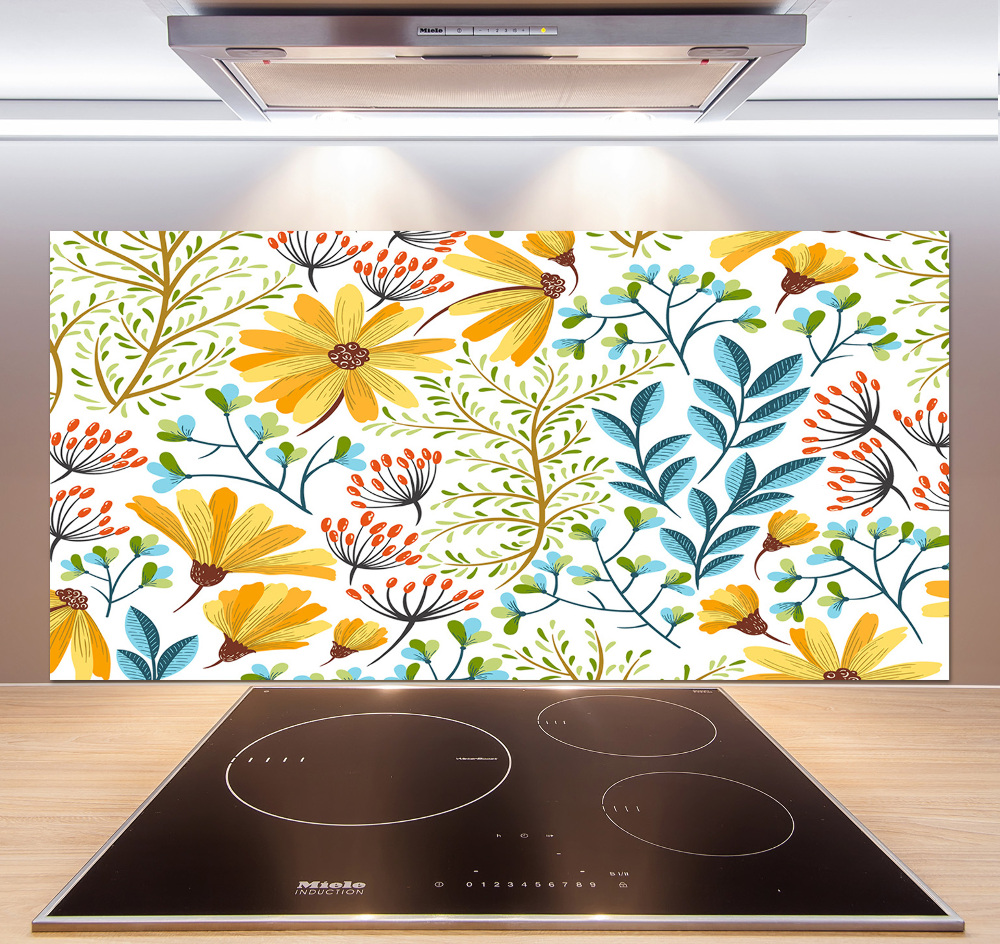 Kitchen splashback panel Spring flowers