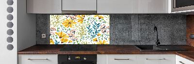 Kitchen splashback panel Spring flowers