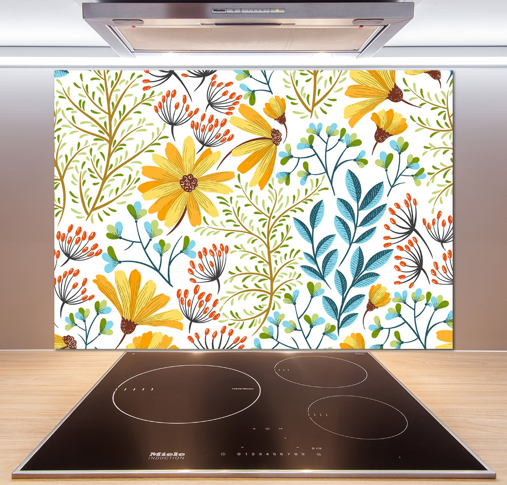 Kitchen splashback panel Spring flowers