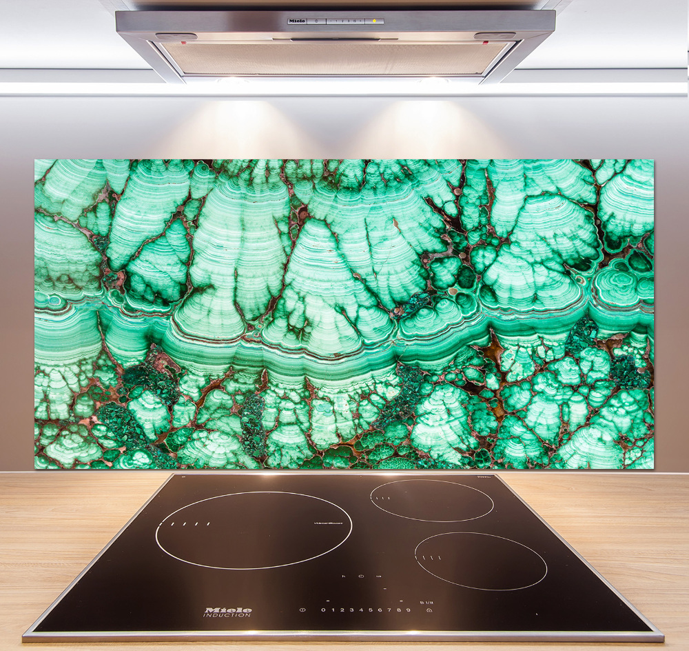 Splashback panel for kitchen Malachite texture