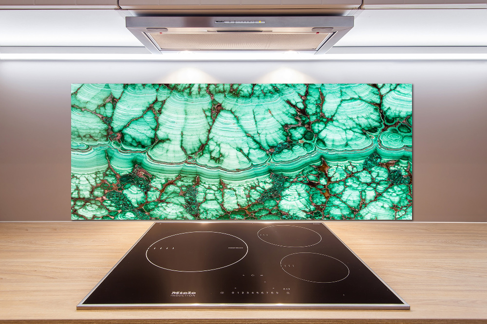 Splashback panel for kitchen Malachite texture