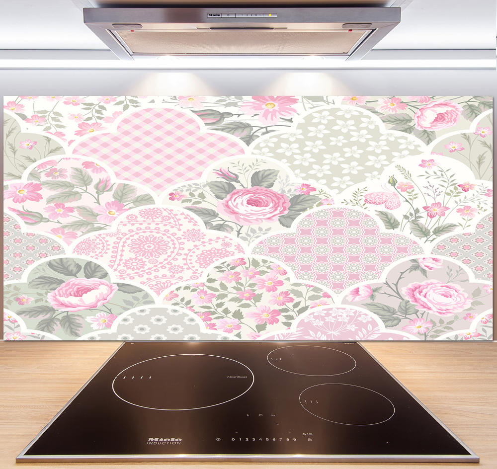 Kitchen splashback Roses and ornaments