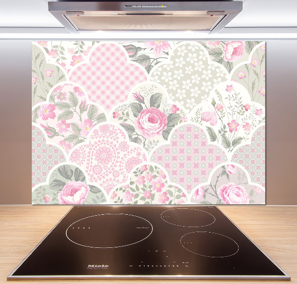 Kitchen splashback Roses and ornaments