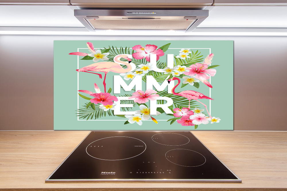 Cooker splashback Holidays and flamingos