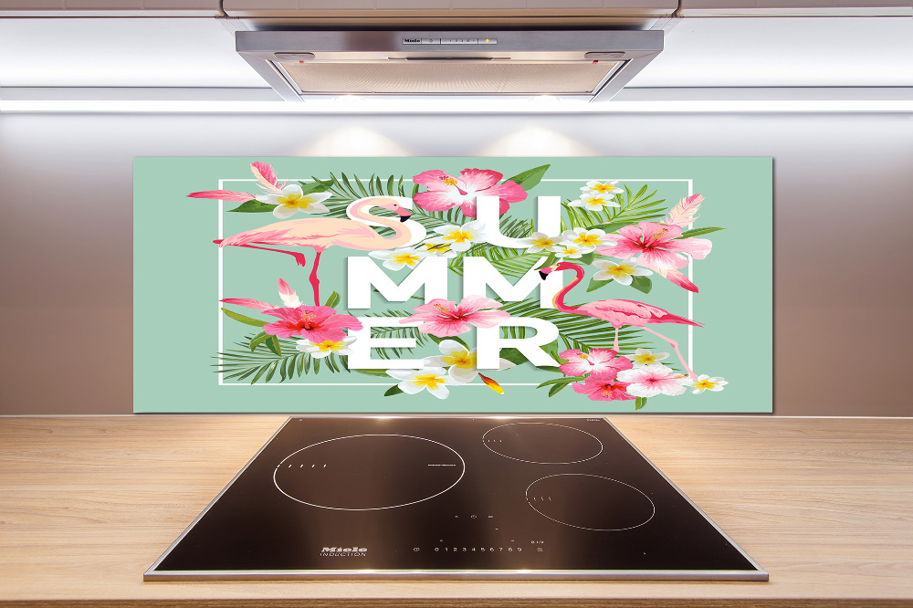 Cooker splashback Holidays and flamingos