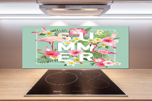 Cooker splashback Holidays and flamingos