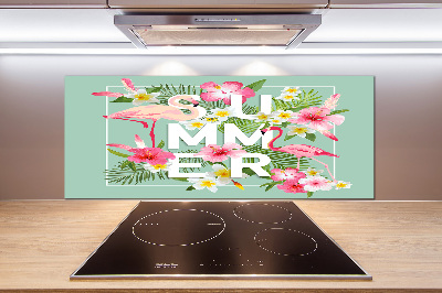 Cooker splashback Holidays and flamingos