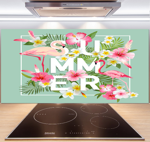 Cooker splashback Holidays and flamingos