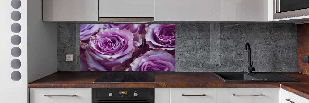 Kitchen wall panels Purple roses