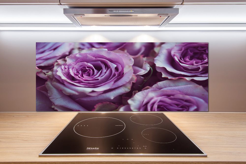 Kitchen wall panels Purple roses