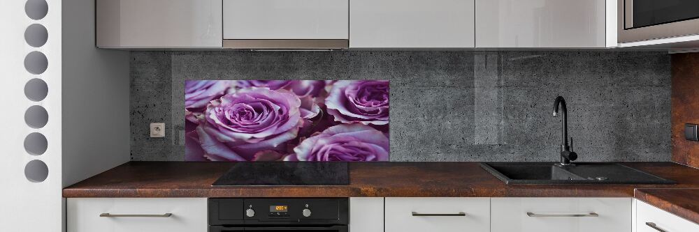 Kitchen wall panels Purple roses