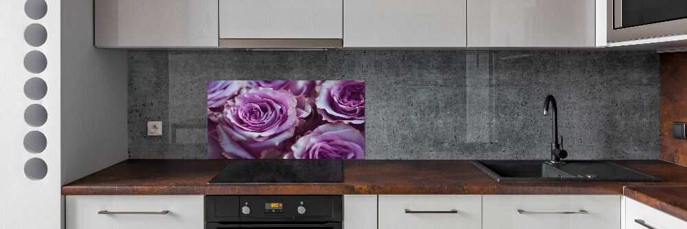 Kitchen wall panels Purple roses