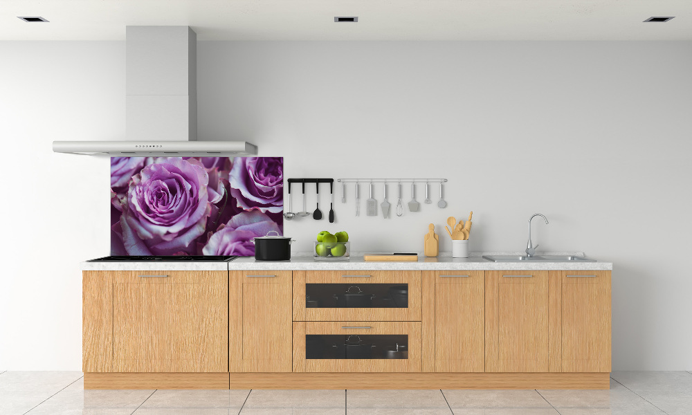 Kitchen wall panels Purple roses