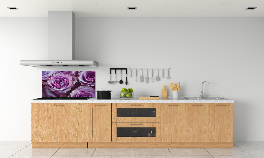 Kitchen wall panels Purple roses