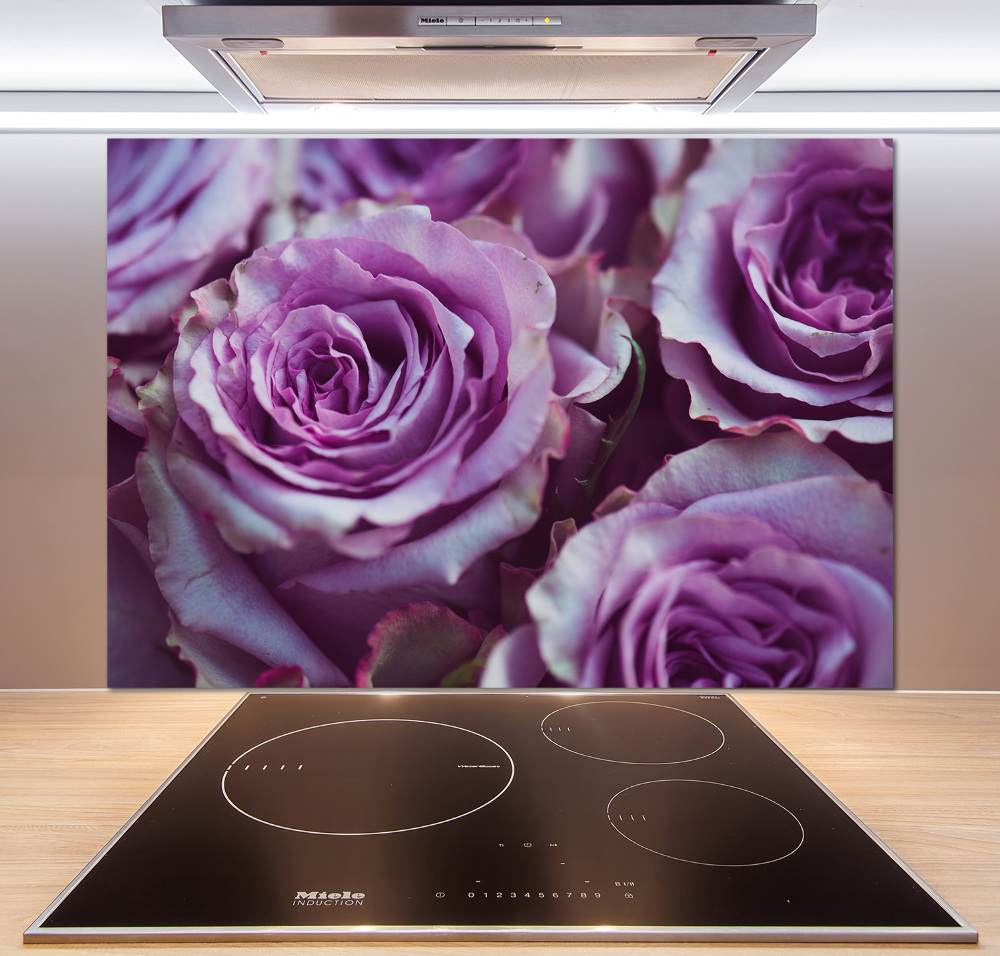 Kitchen wall panels Purple roses