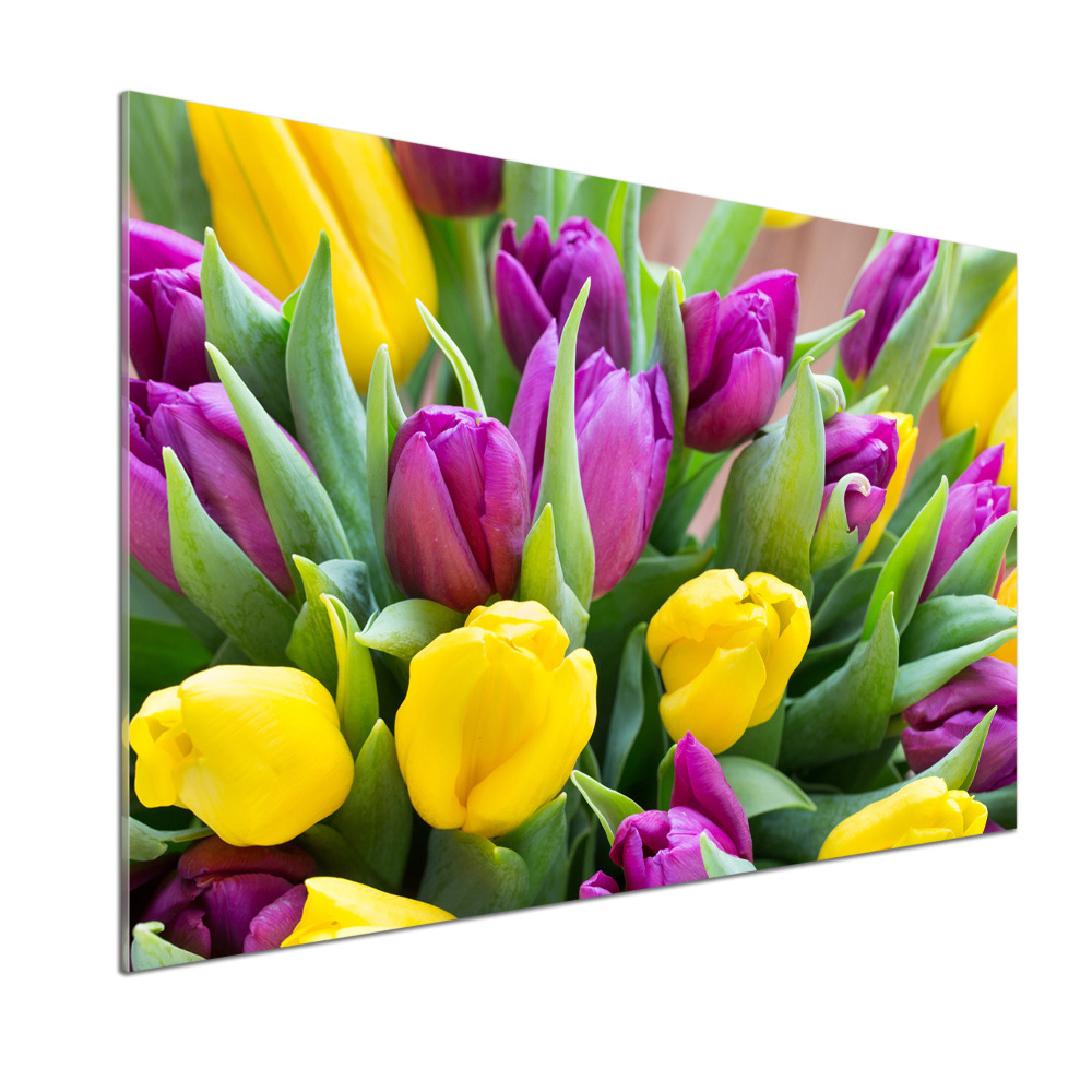 Kitchen wall panels Colorful tulips