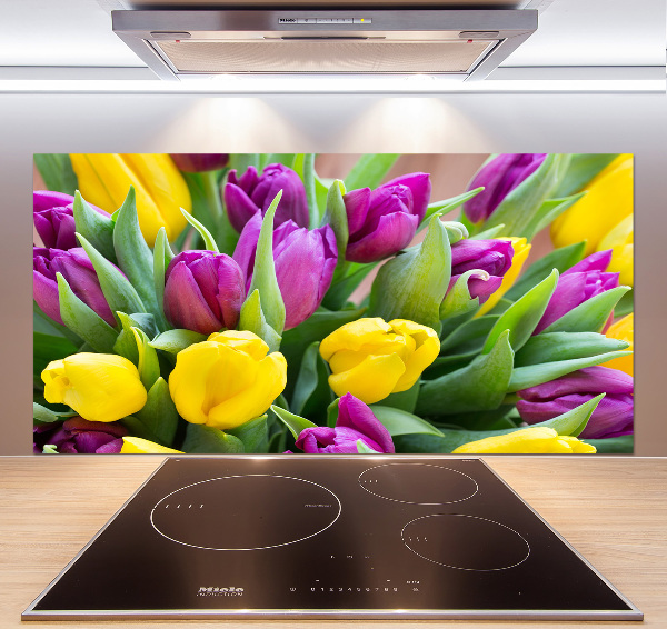 Kitchen wall panels Colorful tulips