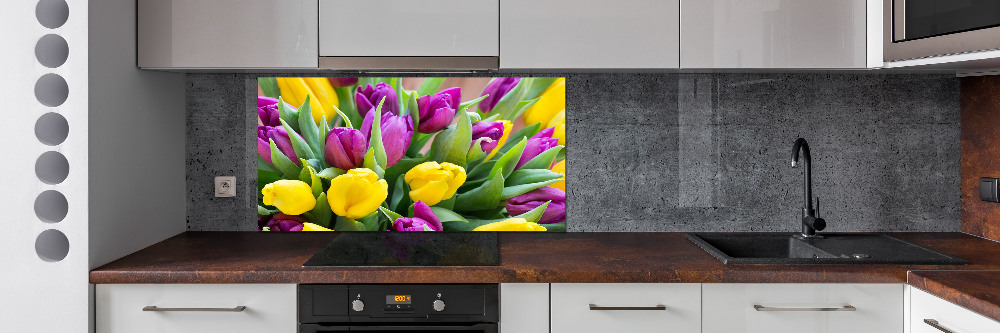 Kitchen wall panels Colorful tulips