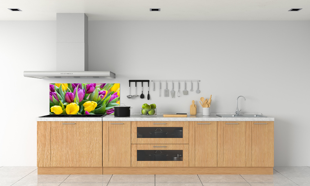 Kitchen wall panels Colorful tulips