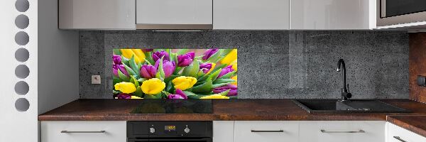 Kitchen wall panels Colorful tulips