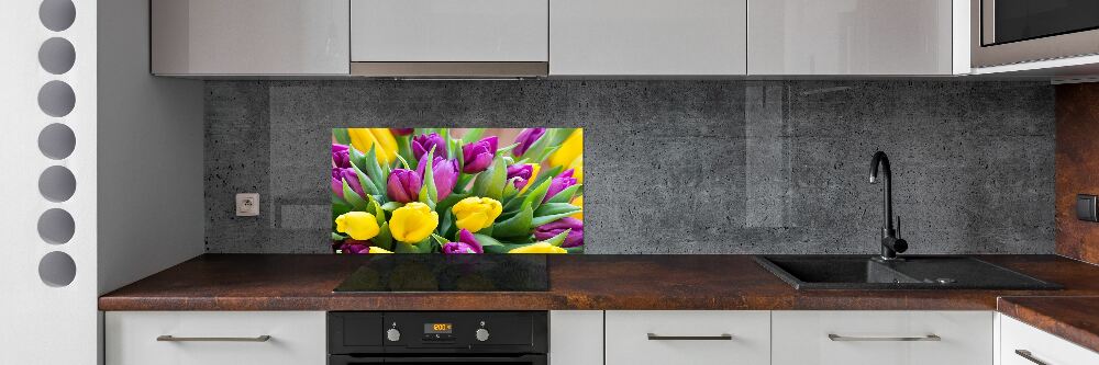 Kitchen wall panels Colorful tulips