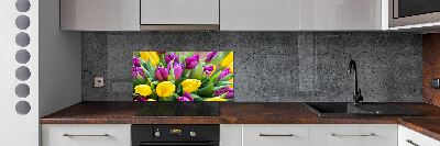 Kitchen wall panels Colorful tulips